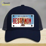 Best Mom Alaska State Novelty License Plate Hat Mesh / Navy