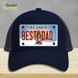 Best Dad Alaska State Novelty License Plate Hat Mesh / Navy