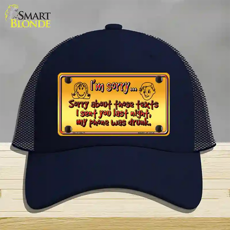 Phone Was Drunk Novelty License Plate Hat Mesh / Navy