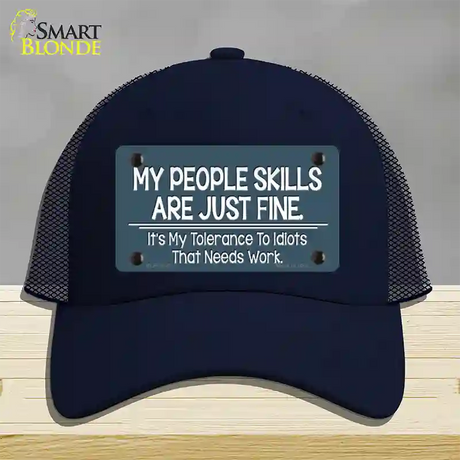 My People Skills Novelty License Plate Hat Mesh / Navy