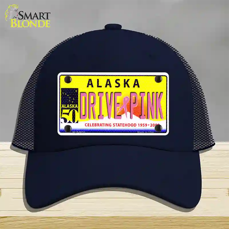 Drive Pink Alaska Novelty License Plate Hat Mesh / Navy