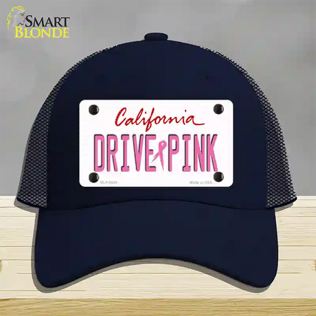 Drive Pink California Novelty License Plate Hat Mesh / Navy