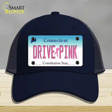 Drive Pink Connecticut Novelty License Plate Hat Mesh / Navy