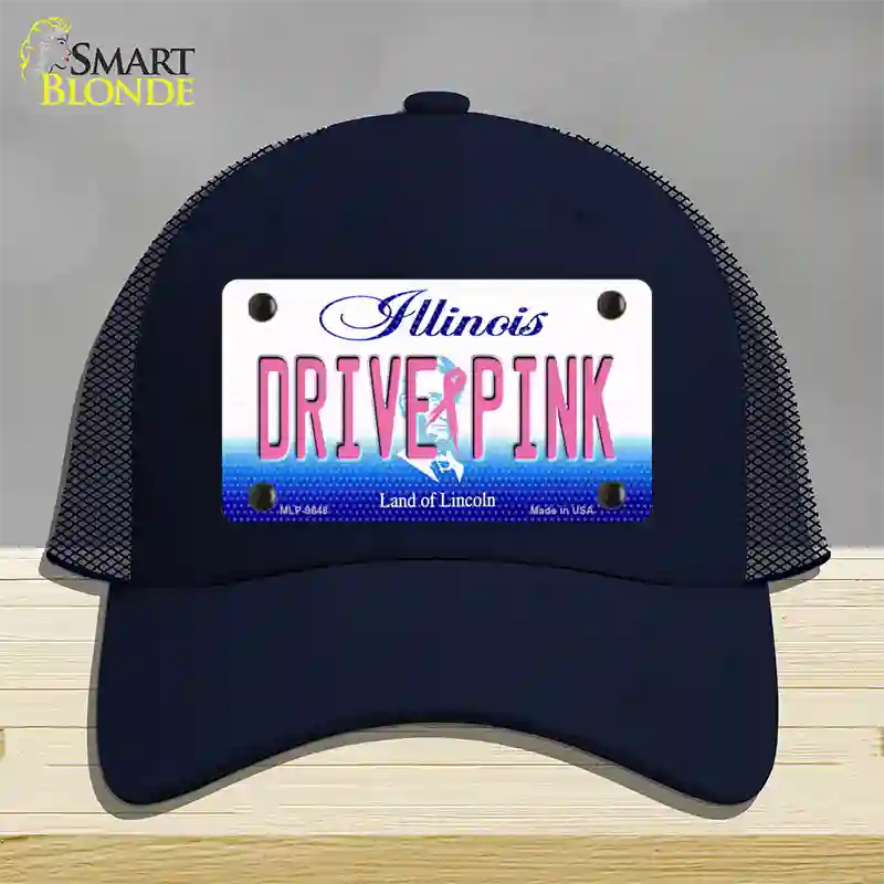 Drive Pink Illinois Novelty License Plate Hat Mesh / Navy