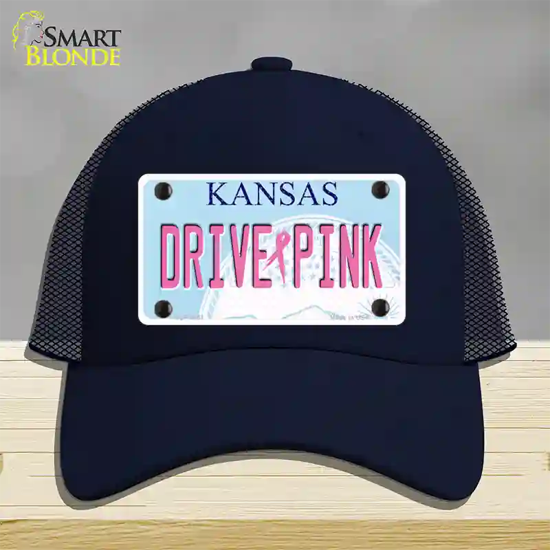 Drive Pink Kansas Novelty License Plate Hat Mesh / Navy