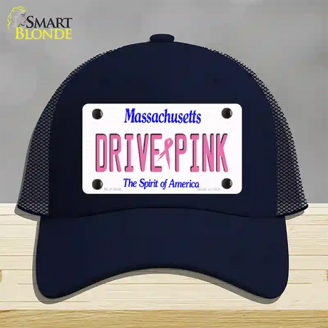 Drive Pink Massachusetts Novelty License Plate Hat Mesh / Navy