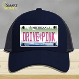 Drive Pink Michigan Novelty License Plate Hat Mesh / Navy