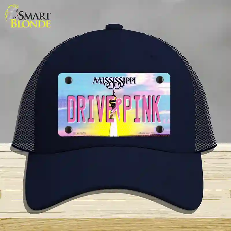 Drive Pink Mississippi Novelty License Plate Hat Mesh / Navy