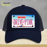 Drive Pink Nebraska Novelty License Plate Hat Mesh / Navy