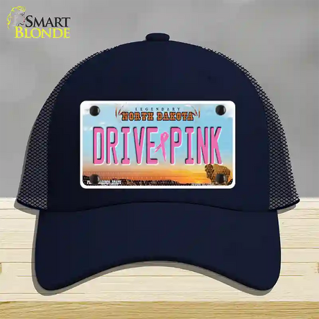 Drive Pink North Dakota Novelty License Plate Hat Mesh / Navy