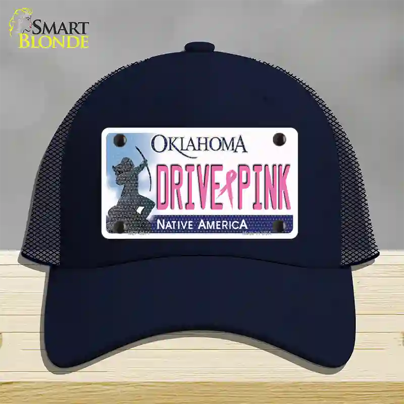 Drive Pink Oklahoma Novelty License Plate Hat Mesh / Navy