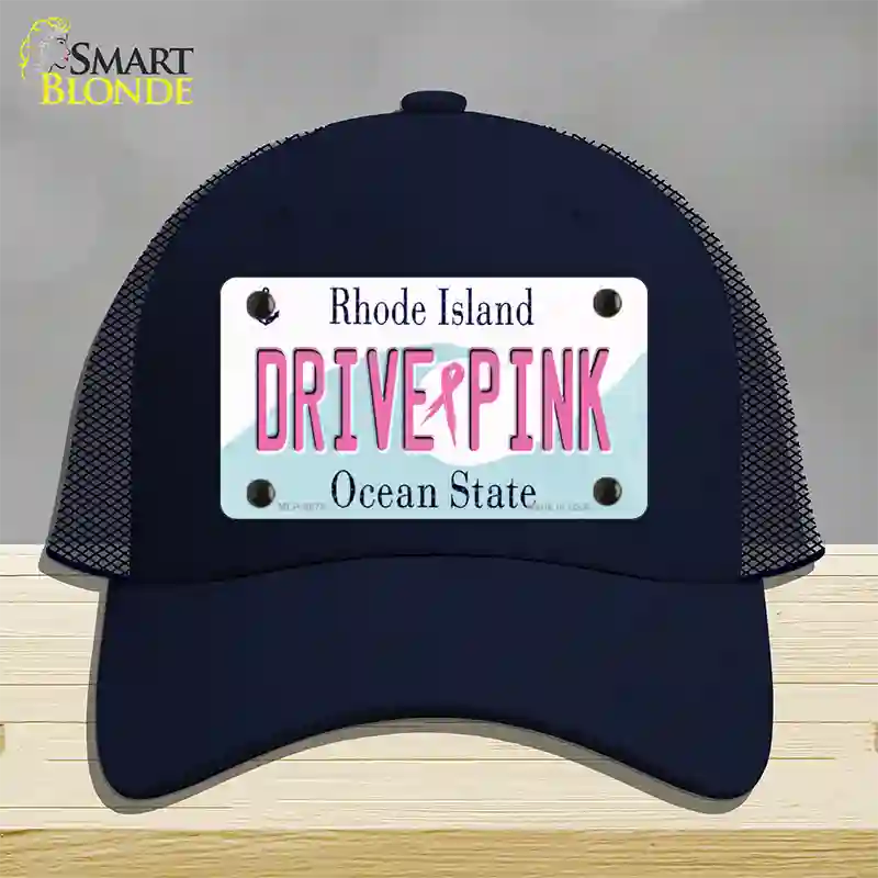 Drive Pink Rhode Island Novelty License Plate Hat Mesh / Navy