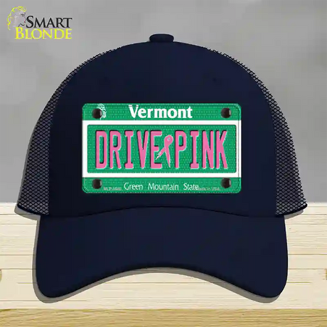 Drive Pink Vermont Novelty License Plate Hat Mesh / Navy