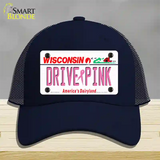 Drive Pink Wisconsin Novelty License Plate Hat Mesh / Navy