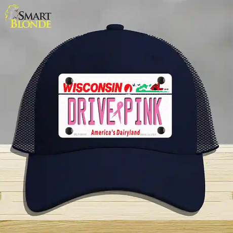 Drive Pink Wisconsin Novelty License Plate Hat Mesh / Navy