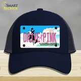 Drive Pink Wyoming Novelty License Plate Hat Mesh / Navy