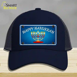 Hanukkah Novelty License Plate Hat Mesh / Navy