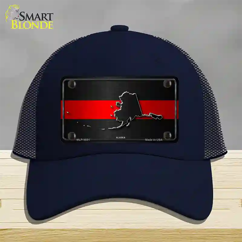 Alaska Thin Red Line Novelty License Plate Hat Mesh / Navy