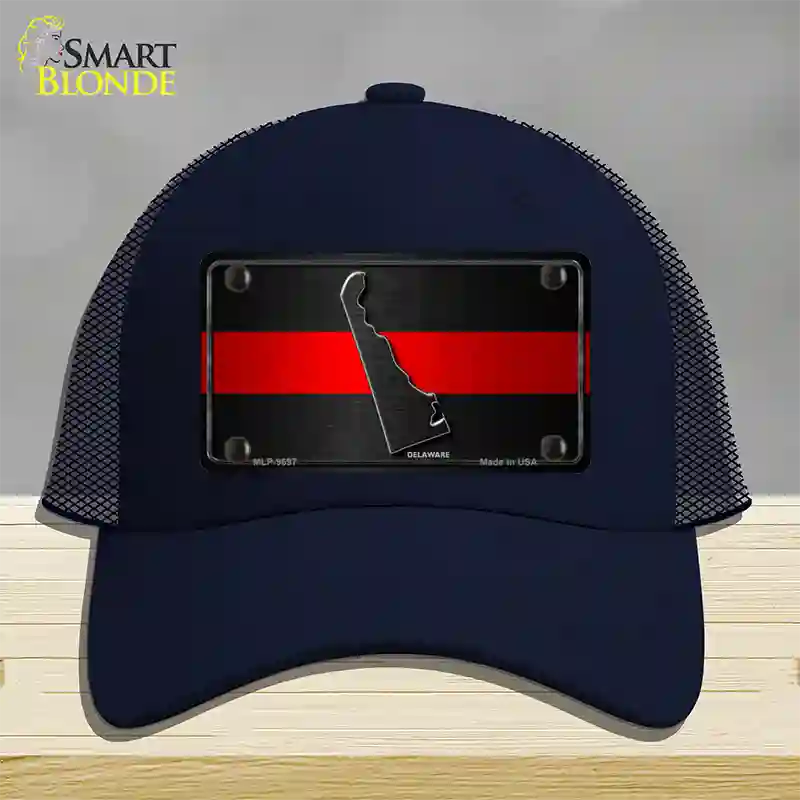 Delaware Thin Red Line Novelty License Plate Hat Mesh / Navy