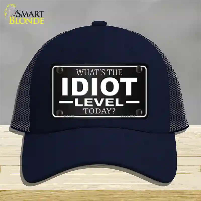 Idiot Level Novelty License Plate Hat Mesh / Navy