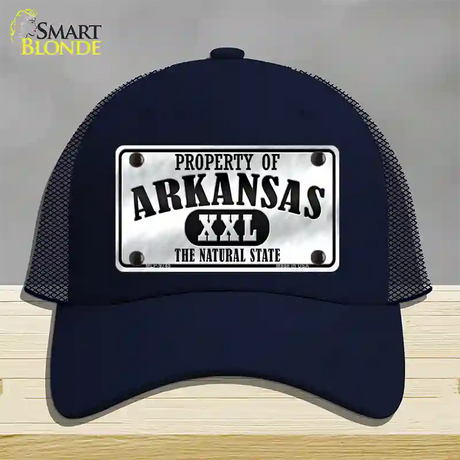 Property Of Arkansas Novelty License Plate Hat Mesh / Navy