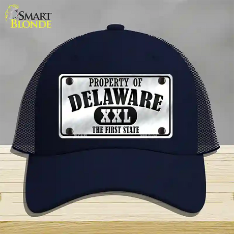 Property Of Delaware Novelty License Plate Hat Mesh / Navy