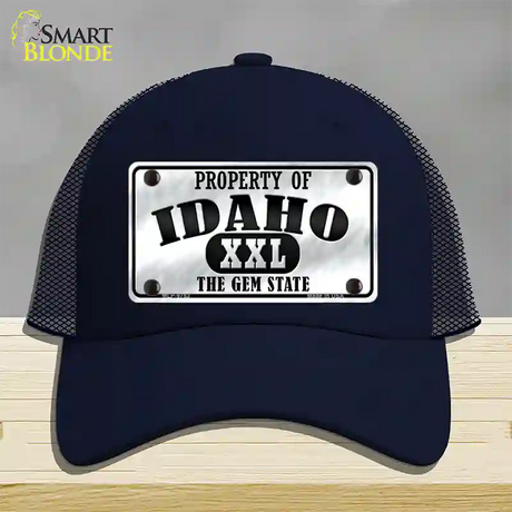 Property Of Idaho Novelty License Plate Hat Mesh / Navy