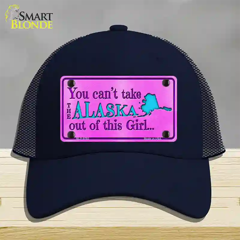 Alaska Girl Novelty License Plate Hat Mesh / Navy