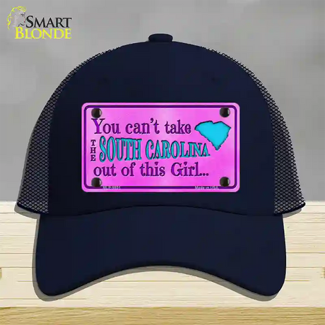 South Carolina Girl Novelty License Plate Hat Mesh / Navy