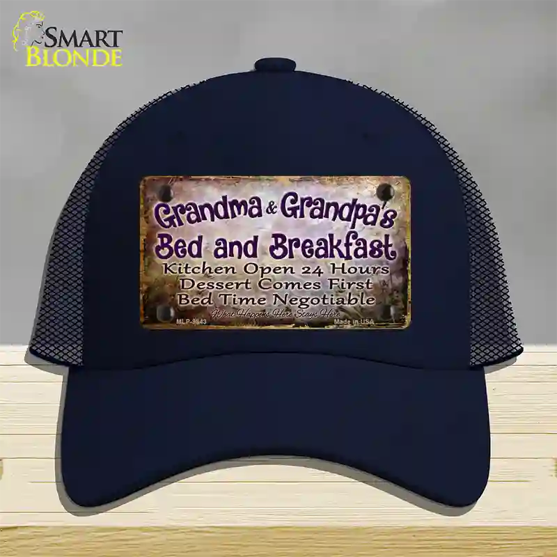 Grandma And Grandpa Bed & Breakfast Novelty License Plate Hat Mesh / Navy