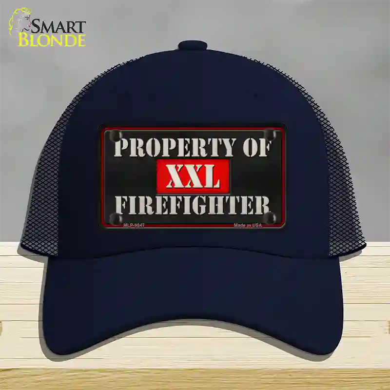 Property Of Firefighter Novelty License Plate Hat Mesh / Navy