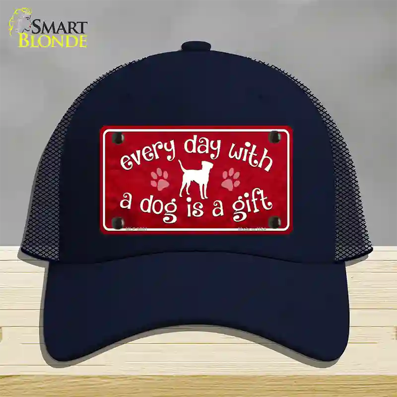 Dog Is A Gift Novelty License Plate Hat Mesh / Navy