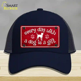 Dog Is A Gift Novelty License Plate Hat Mesh / Navy