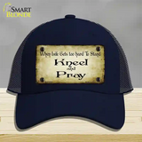 Kneel And Pray Novelty License Plate Hat Mesh / Navy