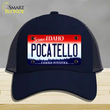 Pocatello Idaho Novelty License Plate Hat Mesh / Navy