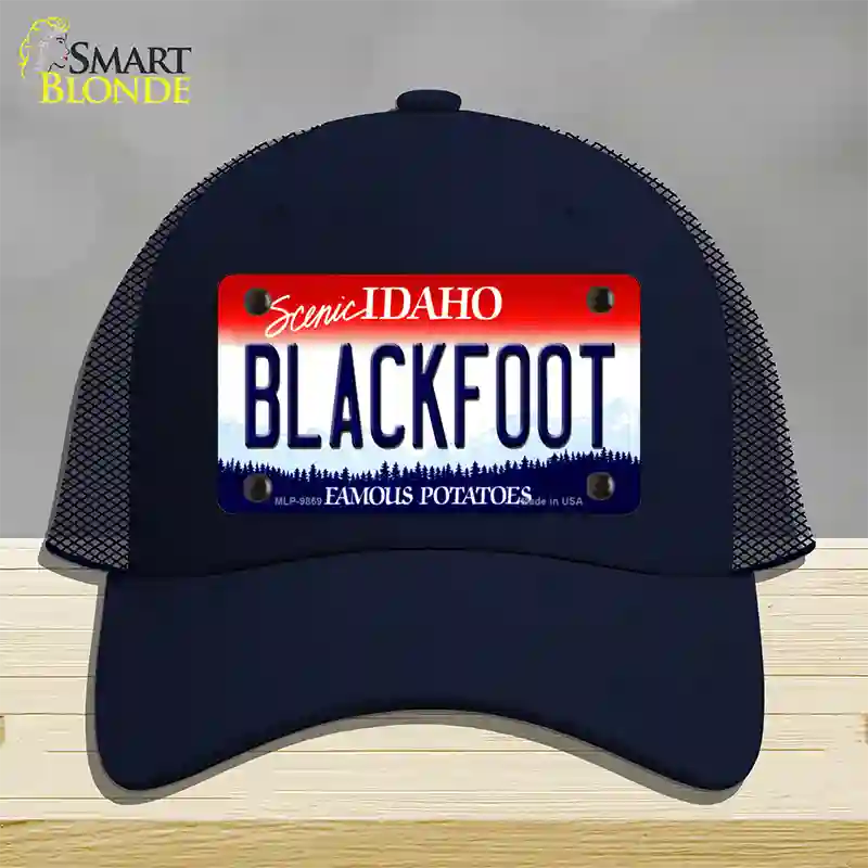 Blackfoot Idaho Novelty License Plate Hat Mesh / Navy