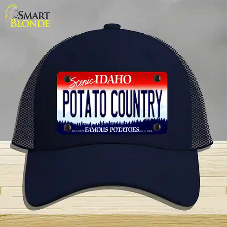 Potato Country Idaho Novelty License Plate Hat Mesh / Navy