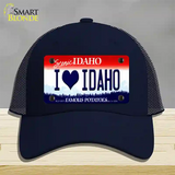 Love Idaho Novelty License Plate Hat Mesh / Navy