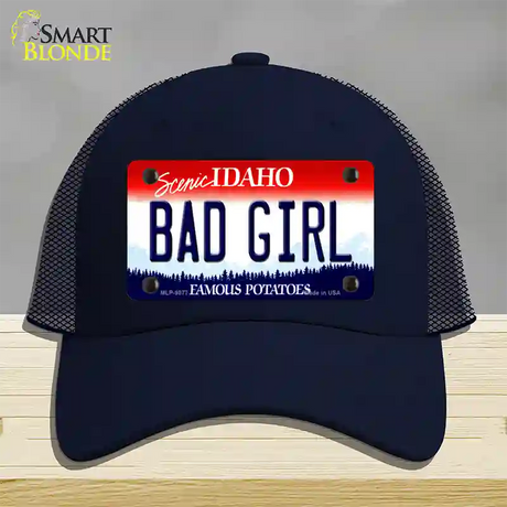 Bad Girl Idaho Novelty License Plate Hat Mesh / Navy