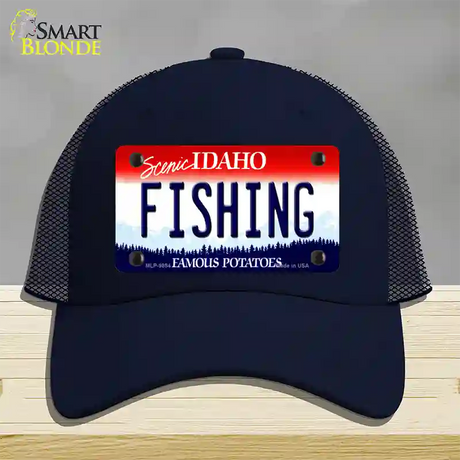 Fishing Idaho Novelty License Plate Hat Mesh / Navy