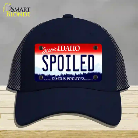 Spoiled Idaho Novelty License Plate Hat Mesh / Navy