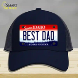 Best Dad Idaho Novelty License Plate Hat Mesh / Navy