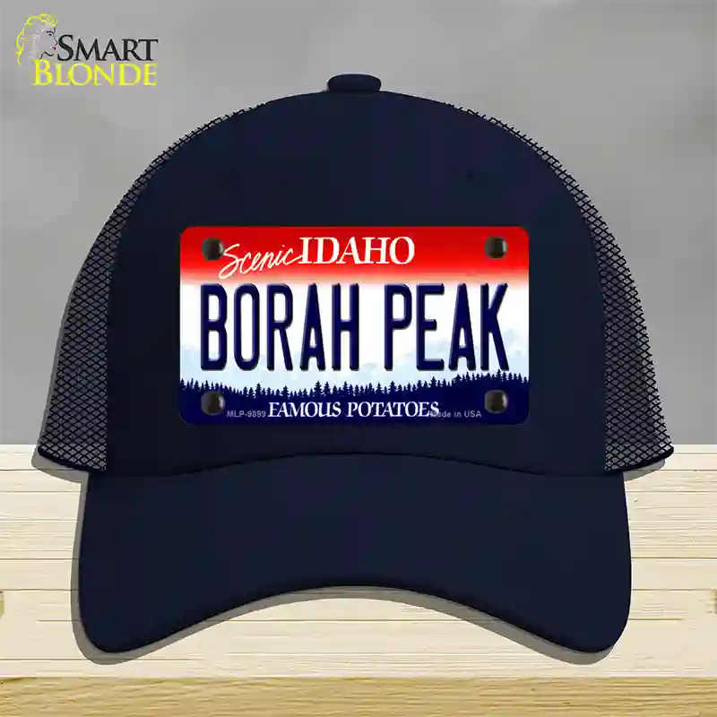 Borah Peak Idaho Novelty License Plate Hat Mesh / Navy