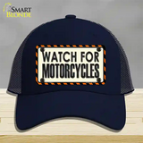 Watch For Motorcycle Novelty License Plate Hat Mesh / Navy