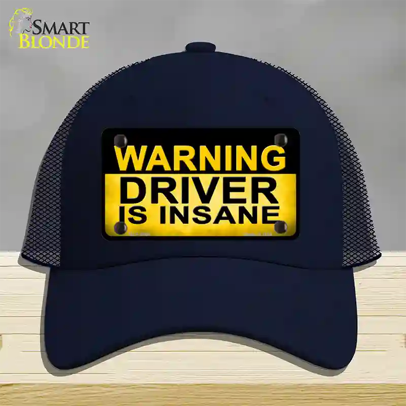 Warning Driver Insane Novelty License Plate Hat Mesh / Navy