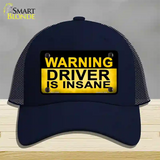 Warning Driver Insane Novelty License Plate Hat Mesh / Navy