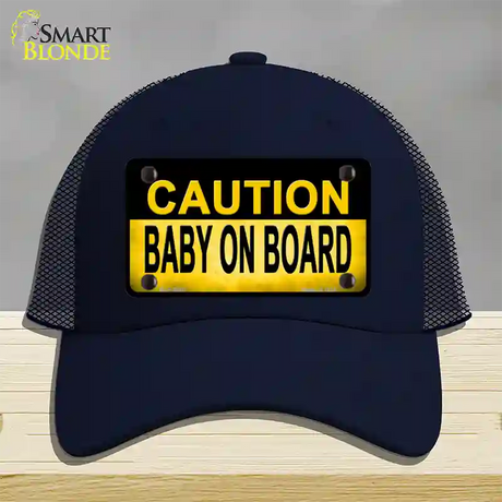 Caution Baby On Board Novelty License Plate Hat Mesh / Navy