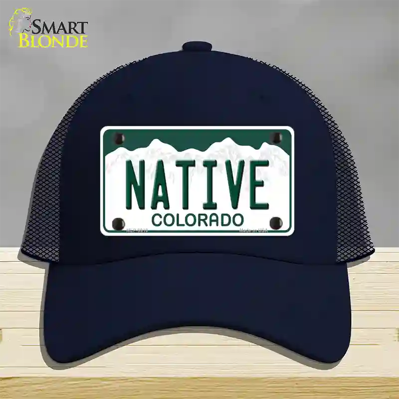 Native Colorado Novelty License Plate Hat Mesh / Navy