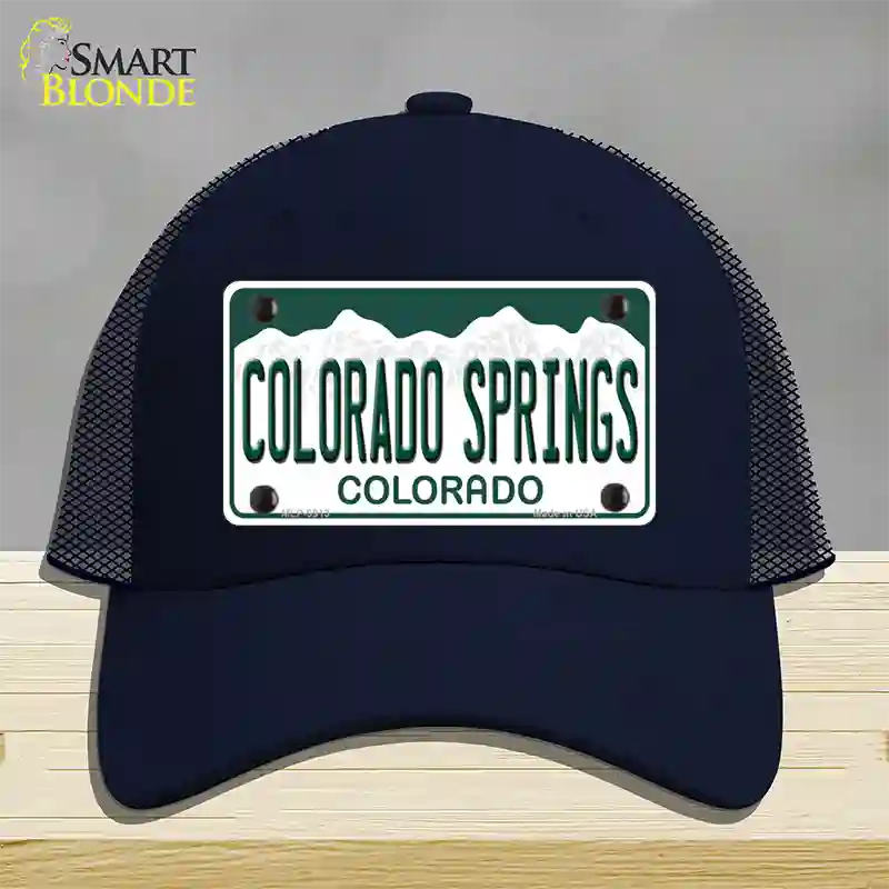 Colorado Springs Colorado Novelty License Plate Hat Mesh / Navy