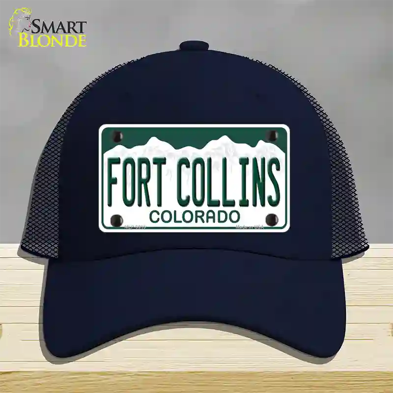 Fort Collins Colorado Novelty License Plate Hat Mesh / Navy